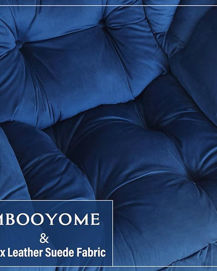 Lazy Chair with Ottoman, Modern Accent Chair Contemporary Lounge Leisure Upholstered Sofa Chair Set with Armrests, Reading Chair for Living Room, Bedroom, Office, Royal Blue - LeafyLoom