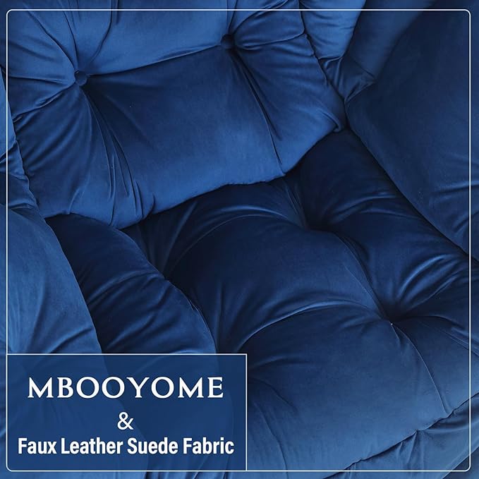 Lazy Chair with Ottoman, Modern Accent Chair Contemporary Lounge Leisure Upholstered Sofa Chair Set with Armrests, Reading Chair for Living Room, Bedroom, Office, Royal Blue - LeafyLoom