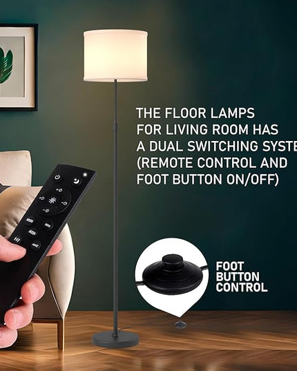 Floor Lamps for Living Room - 3 Lights Mode Tall Lamp for Living Room - Corner 360 Reading Lamps Floor Standing LED Floor Lamps for Living Room Floor Lamp with Remote Dimmable Floor Lamp - LeafyLoom