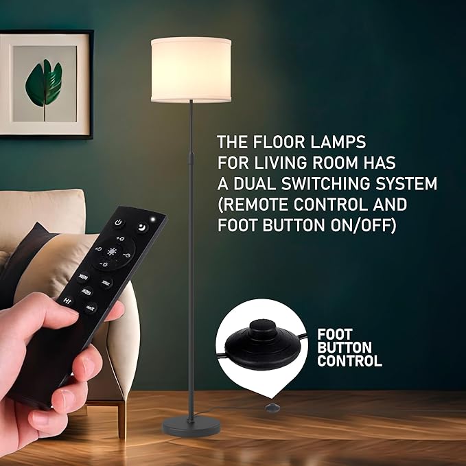 Floor Lamps for Living Room - 3 Lights Mode Tall Lamp for Living Room - Corner 360 Reading Lamps Floor Standing LED Floor Lamps for Living Room Floor Lamp with Remote Dimmable Floor Lamp - LeafyLoom
