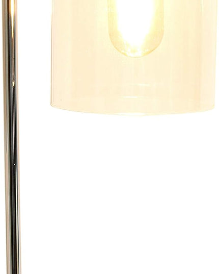 Simple Designs LD1036-CHR Bronson Antique Style Industrial Iron Lantern Desk Bedside Glass Shade Table Lamp, Chrome - LeafyLoom