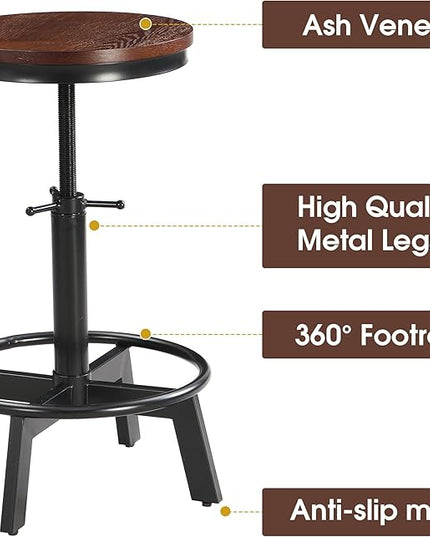 NicBex Small Dining Table for 2 Bar Table and Chairs Set 59" Wooden Sofa Side Table with Adjustable Height Stools, Modern Bar Table and Chairs for Living Room, Dining Room, Espresso - LeafyLoom