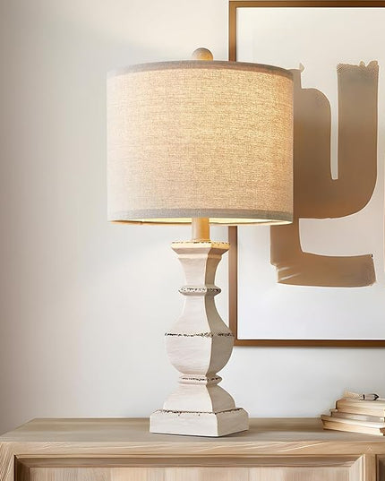 PoKat 20.5" Retro Table Lamps Set of 2 Nightstand Lamp for Bedroom Vintage Rustic Table Lamps for Living Room Traditional Nightstand Bedside Lamps, Suitable for Small Place - LeafyLoom