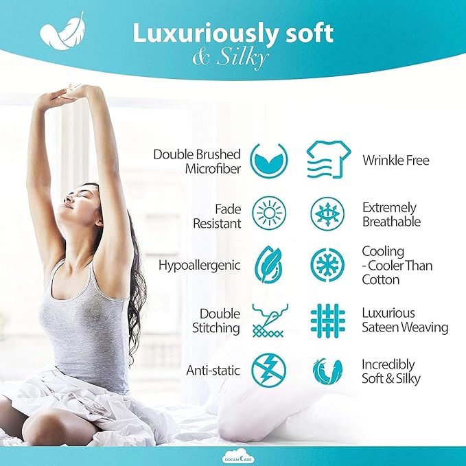 DREAMCARE Twin XL Sheet Sets - Cooling Bed Sheets - 4pcs Set - up to 15" Deep Pocket Twin XL Sheets - XL Twin Sheet Set – Soft & Long Lasting 100% Fine Brushed Polyester with Side Pocket - Gray - LeafyLoom