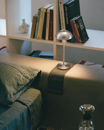Cordless LED Table Lamp Set of 2, Modern Portable Desk Lamp, 3 Color Stepless Dimming Built-in Rechargeable Battery Lights, for Bedroom, Outdoor, Restaurant, Bedside Night Lamp(Brushed Nickel) - LeafyLoom