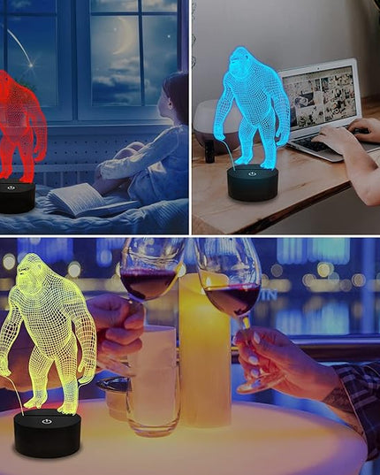 FULLOSUN 3D Night Light Ape Gorilla LED Nightlight Baby Nursery Monkey Lamp for Kids' Room Home Décor Xmas Birthday Gifts with 16 Color Changing - LeafyLoom