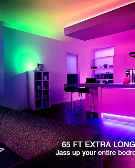 phopollo 65.6FT Led Lights for Bedroom, 5050 Color Changing Led Strip Lights with 44-Key Remote and 12v Power Supply, Led Lights Strip for Home Decoration. Phopollo