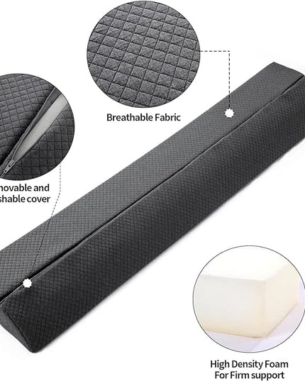 Pillow Wedge for Headboard Gap,Bed Gap Filler Twin Size,Foldable Bed Wedge Pillow for Headboard,Grey Bed Wedge Gap Filler,Foam Mattress Gap Filler,39"x6"x6" - LeafyLoom