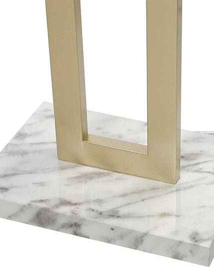 Globe Electric 12273 D'Alessio 58" Floor Lamp, Gold, White Linen Shade, Faux Marble Base, On/Off Socket Rotary Switch, Title 20 LED Bulb Included - LeafyLoom