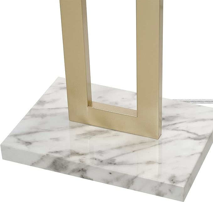 Globe Electric 12273 D'Alessio 58" Floor Lamp, Gold, White Linen Shade, Faux Marble Base, On/Off Socket Rotary Switch, Title 20 LED Bulb Included - LeafyLoom