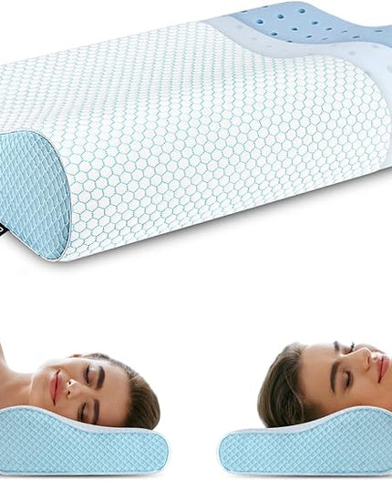 Memory Foam Pillows, Bed Pillow for Sleeping, Ergonomic Cervical Pillow Neck Support Pillow for Side Back Stomach Sleeper, Orthopedic Contour Pillow for Neck and Shoulder Pain - LeafyLoom