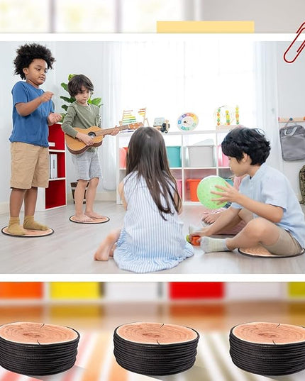 Woanger 24 Pcs Carpet Circle Seats 13.78 Inch 3D Digital Print Wood Tree Round Kids Floor Cushion Soft Warm Small Mat Circle for Preschool Classroom Seating Home Couch Sofa Bedroom Living Room Decor - LeafyLoom