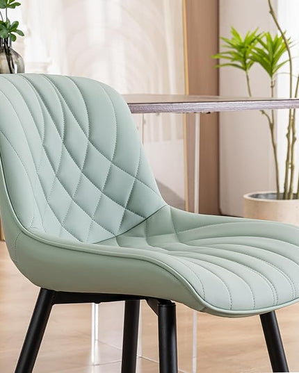 YOUNUOKE Dining Chairs Set of 2 Mid Century Modern Kitchen Chair Comfortable Upholstered Faux Leather Dinner Chairs for Kitchen Dining Room, Mint - LeafyLoom