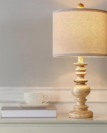 BOBOMOMO 20" Farmhouse Lamps for Bedrooms Set of 2, Retro Side Table Lamps Bedside Lamp for Side Nightstand Living Room（suitable for decorating small areas） - LeafyLoom