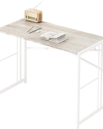 EMODA Folding Computer Desk 40 inch, No Assembly Needed Home Office Table Study Writing Gaming Desk, Beige - LeafyLoom