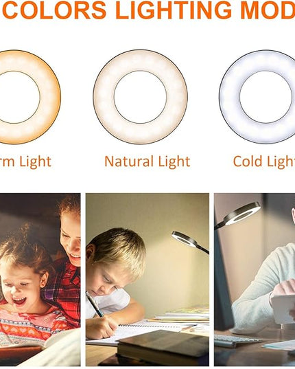 Clip on Light Reading Lights, 48 LED USB Desk Lamp with 3 Color Modes 10 Brightness, Eye Protection Book Clamp Light, 360 ° Flexible Gooseneck Clamp Lamp for Desk Headboard Video Conferencing - LeafyLoom
