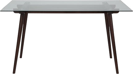 Flash Furniture Meriden 31.5" x 55" Rectangular Solid Espresso Wood Table with Clear Glass Top - LeafyLoom