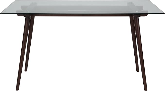 Flash Furniture Meriden 31.5" x 55" Rectangular Solid Espresso Wood Table with Clear Glass Top - LeafyLoom
