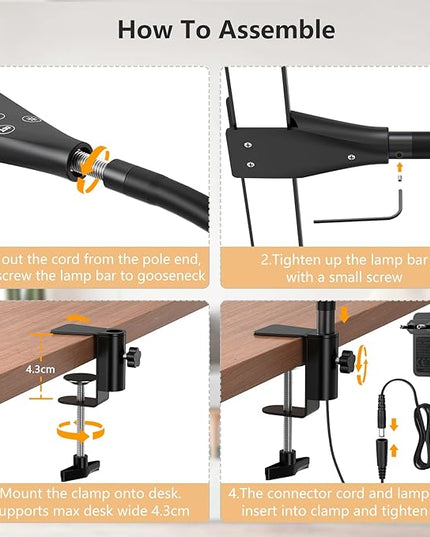 EppieBasic LED Desk lamp,Double Head Architect Desk Lamps for Home Office,Extra Bright Workbench Office Lighting,Eye Protection Modern Desk Light for Monitor Studio Working Reading 1200LM - LeafyLoom