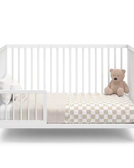 Graco Teddi 5-in-1 Convertible Crib (White) – GREENGUARD Gold Certified, Converts to Daybed, Toddler & Twin Bed with Headboard and Footboard, Adjustable Mattress Height - LeafyLoom