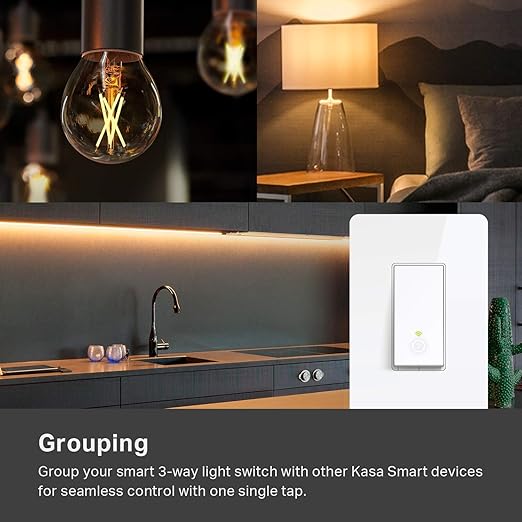 Kasa Smart 3 Way Switch HS210, Needs Neutral Wire, 2.4GHz Wi-Fi Light Switch works with Alexa and Google Home, UL Certified, No Hub Required , white KasaSmartbyTP-Link