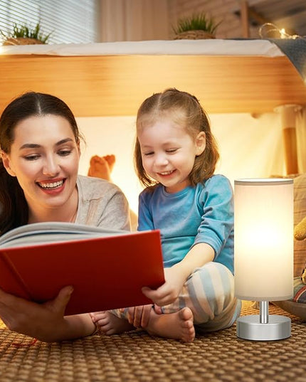 Small Table Lamp for Bedroom - Bedside Lamps for Night Stands, Minimalist Nightstand Light Lamp, Desk Lamps for Reading Room, Kids Room, Living Room, Office, Dorm - LeafyLoom