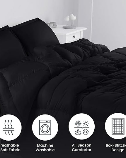 Utopia Bedding King Size Comforter Set with 2 Pillow Shams, Bedding Comforter Sets, Down Alternative Black Comforter, Soft and Comfortable, Machine Washable - LeafyLoom