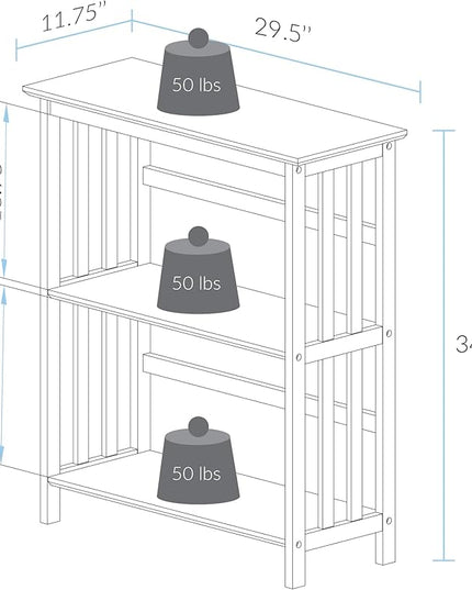 Casual Home Mission Style 3-Shelf Bookcase, Espresso - LeafyLoom