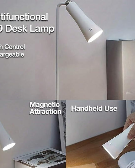 Wireless Rechargeable Desk Lamp LED Cordless Table Light Adjustable Direction Home Touch Table lamp 3 Brightness Eye-Caring Sensitive Control Bedside Light Removable Ambiance for Office Home Study - LeafyLoom