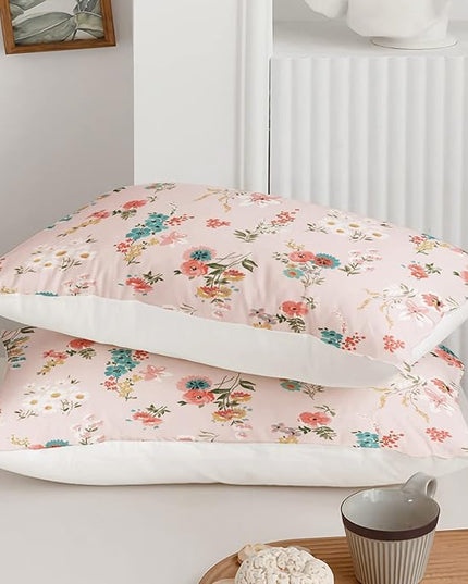 Floral Comforter Twin Size,Pink Floral Kids Comforter Set,3Pcs Bedding Set Printed Comforter with 2 Pillowcases,Down Alternative,Soft and Lightweight,for All Seasons - LeafyLoom