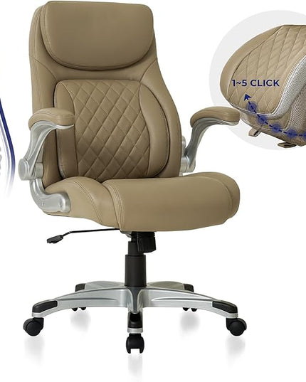 Nouhaus Ergonomic Office Chair Premium Microfiber Leather Adjustable Lumbar Support, Home Desk Gaming Chairs Executive Computer Chair with Adjustable Armrests (Posture,Taupe) - LeafyLoom