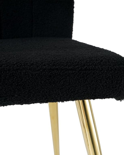 Modern Dining Chairs Set of 4, Side Dining Room Chairs with Gold Plated Metal Legs, Kitchen Chairs with Fabric Accent, Upholstered Chairs for Dining Room, Kitchen, Living Room, Black - LeafyLoom