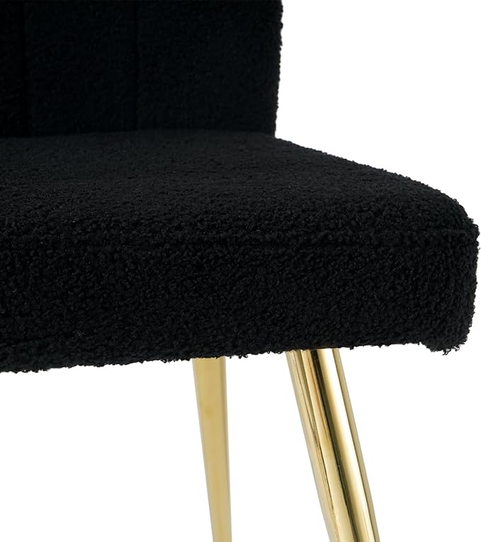 Modern Dining Chairs Set of 4, Side Dining Room Chairs with Gold Plated Metal Legs, Kitchen Chairs with Fabric Accent, Upholstered Chairs for Dining Room, Kitchen, Living Room, Black - LeafyLoom