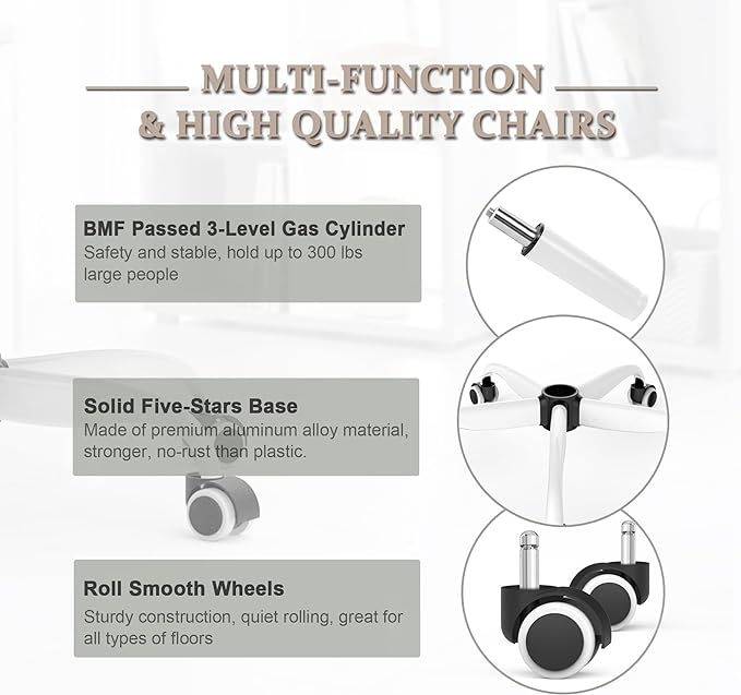 Mimoglad Office Chair, High Back Ergonomic Desk Chair with Adjustable Lumbar Support and Headrest, Swivel Task Chair with flip-up Armrests for Guitar Playing, 5 Years Warranty - LeafyLoom