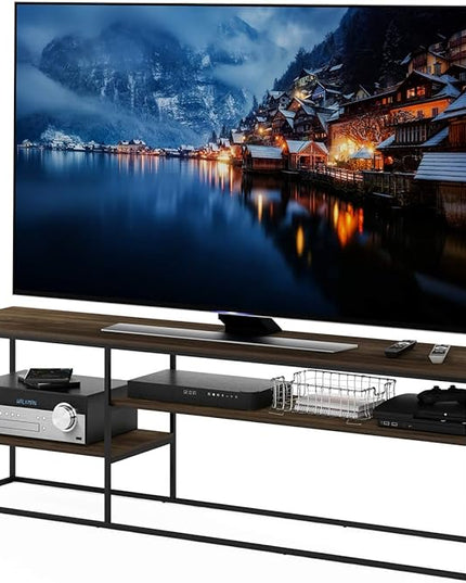 Furinno Moretti Modern Lifestyle TV Stand, French Oak Grey - LeafyLoom