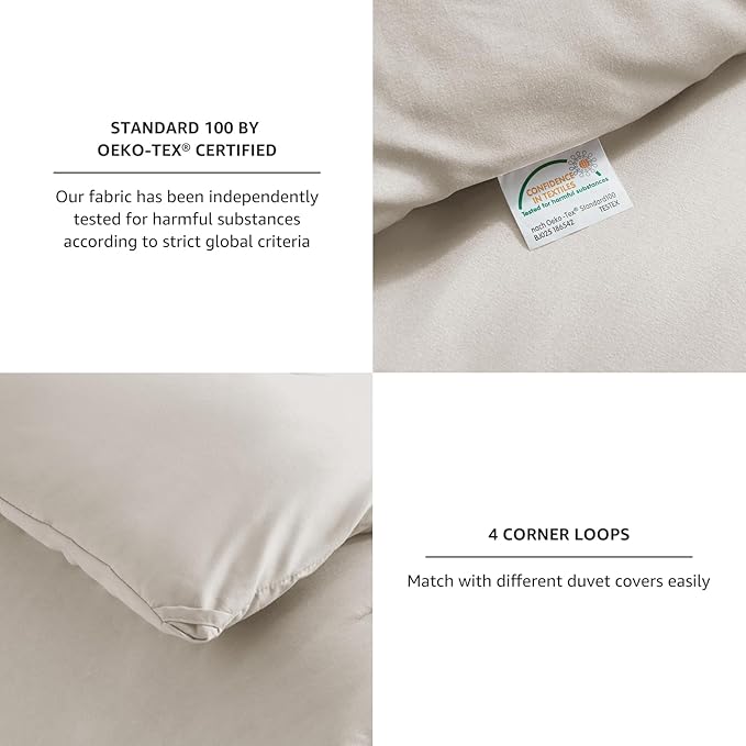 CozyLux Beige Comforter Set King Size, 3 Pieces Boho Solid Breathable Quilted Style Bedding Sets, Luxury Fluffy Soft Microfiber Comforter for All Season(1 Comforter & 2 Pillowcases) - LeafyLoom