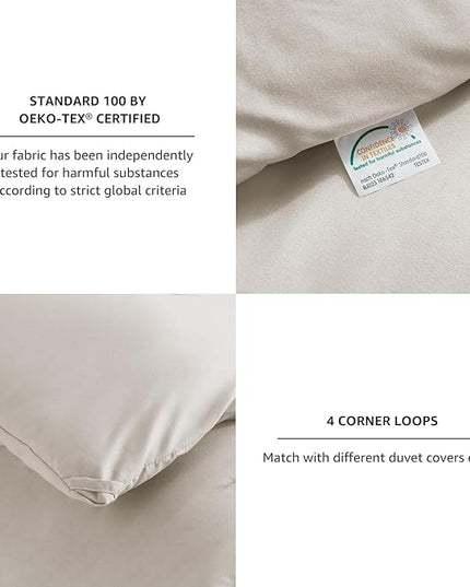 CozyLux Beige Comforter Set Full Size, 3 Pieces Solid Breathable Quilted Style Bedding Sets, Luxury Fluffy Soft Microfiber Comforter for All Season(1 Comforter & 2 Pillowcases) - LeafyLoom