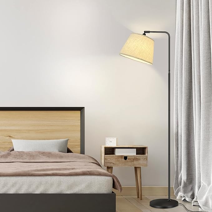 Floor Lamp with 3 Color Temperatures for Living Room Bedroom Office, 12W LED Bulb included, Modern Standing Lamp Tall Bright Corner Floor Lamp with Shade - LeafyLoom