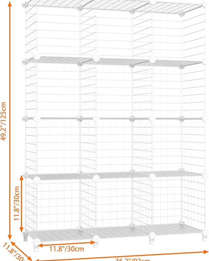 HOMIDEC Closet Organizers and Storage, 12 Storage Cubes, Wire Cube Storage DIY Room Storage Shelf for Garment Racks, Closet, Wardrobe - LeafyLoom