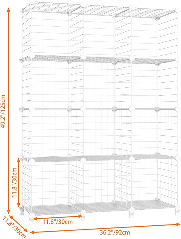HOMIDEC Closet Organizers and Storage, 12 Storage Cubes, Wire Cube Storage DIY Room Storage Shelf for Garment Racks, Closet, Wardrobe - LeafyLoom
