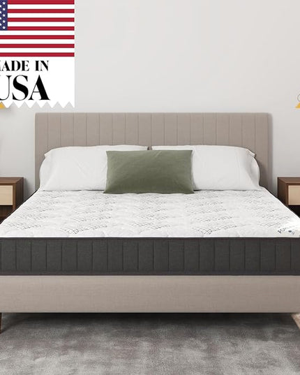 Ottomanson 9" Queen Mattress in a Box Made in USA, Firm Mattress, Hybrid Mattress Cool Improved Airflow with Edge to Edge Pocket Coil, Bed in A Box, Ottopedic - LeafyLoom