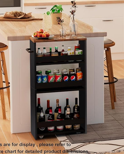 TEAMIX 4 Tier Slim Storage Cart with Handle, Small Kitchen Cart for Narrow Places,Rolling Laundry Cart on Wheels for Small Spaces - LeafyLoom