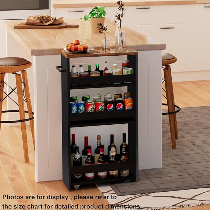 TEAMIX 4 Tier Slim Storage Cart with Handle, Small Kitchen Cart for Narrow Places,Rolling Laundry Cart on Wheels for Small Spaces - LeafyLoom