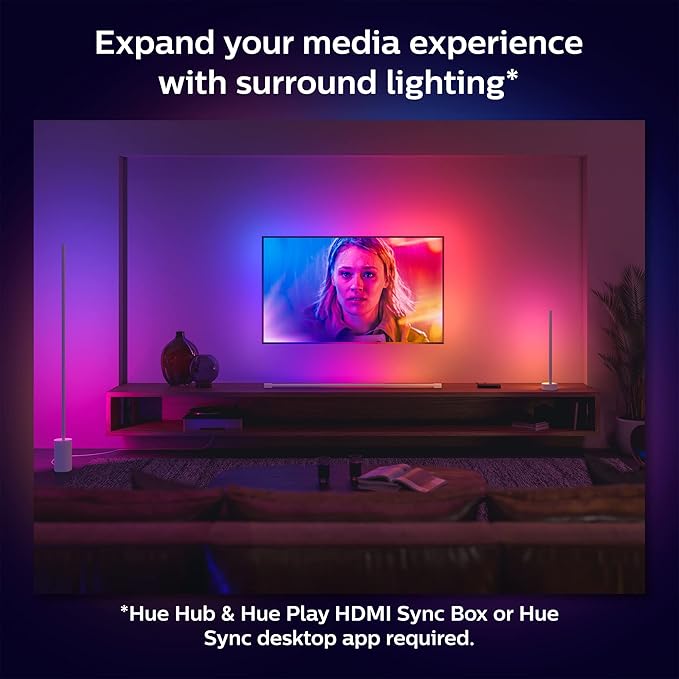 Philips Hue Signe Smart Table Lamp, White - White and Color Ambiance LED Color-Changing Light - 2 Pack - Control with Hue App - Compatible with Alexa, Google Assistant, and Apple Homekit - LeafyLoom