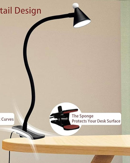 LED Desk Lamp with Clamp,Reading Light with Long Flexible Gooseneck,Clamp Light for Reading,Bed Lights for Headboard,Book Light for Kids with 30 Adjustable Color Modes,Clamp Lamp for Home, Black - LeafyLoom