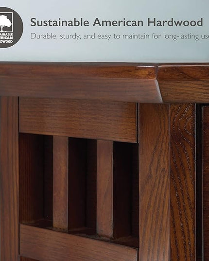 Leick Home Mantel Height Corner Bookcase with Drawer Storage, Made with Solid Wood, for Entryway, Living Rooms, Home Office, Bedroom, Mission Oak Finish, 12"D x 32"W x 50"H, Brownbronze - LeafyLoom