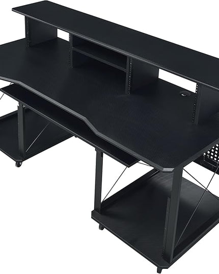 Acme Furniture Metal and Wooden Music Desk with Wheels, Black - LeafyLoom