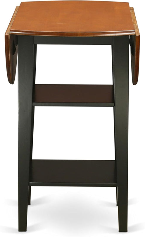 East West Furniture SUKE3H-BCH-W Sudbury 3 Piece Counter Height Set Contains a Round Wooden Table with Dropleaf & Shelves and 2 Kitchen Dining Chairs, 42x42 Inch - LeafyLoom