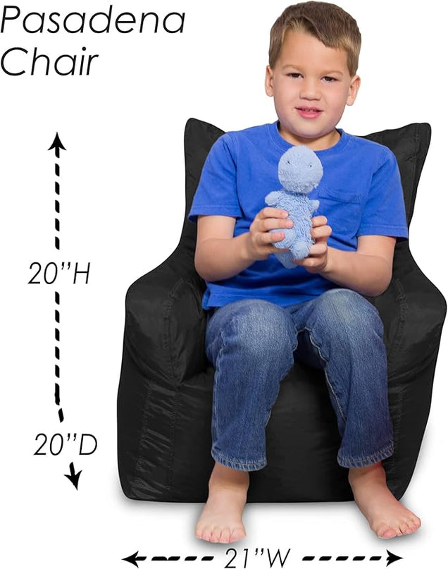 Posh Creations Bean Bag Structured Seat for Toddlers and Kids, Comfy Chair for Children, Pasadena, Black - LeafyLoom