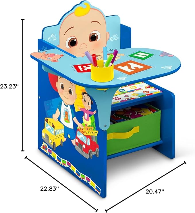 Delta Children Chair Desk with Storage Bin - Greenguard Gold Certified, CoComelon - LeafyLoom